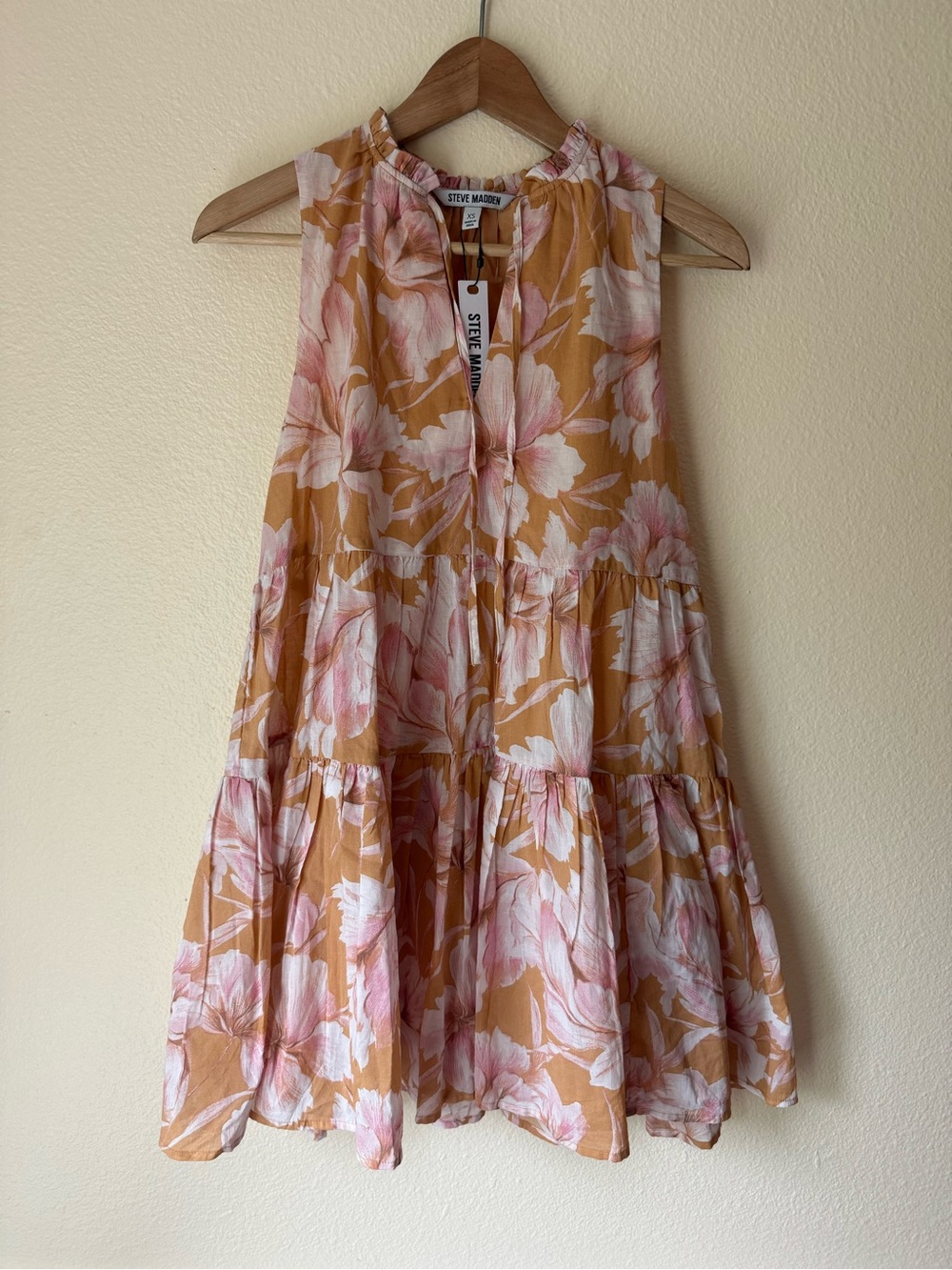 Steve Madden Girls' Pink Floral Tiered Dress